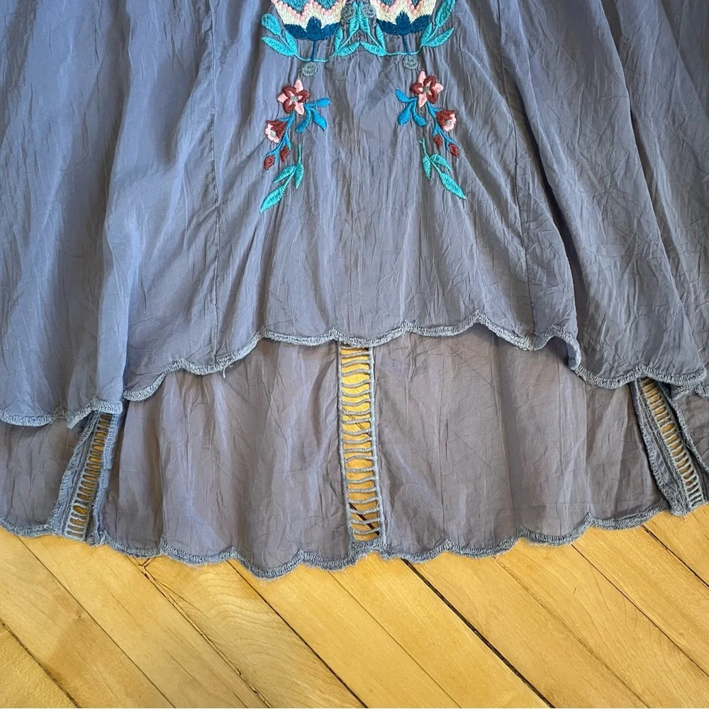 JOHNNY WAS Vara Blouse Top Cupra Rayon Embroidered Cut Out Ladder Lace Boho - Picture 6 of 15